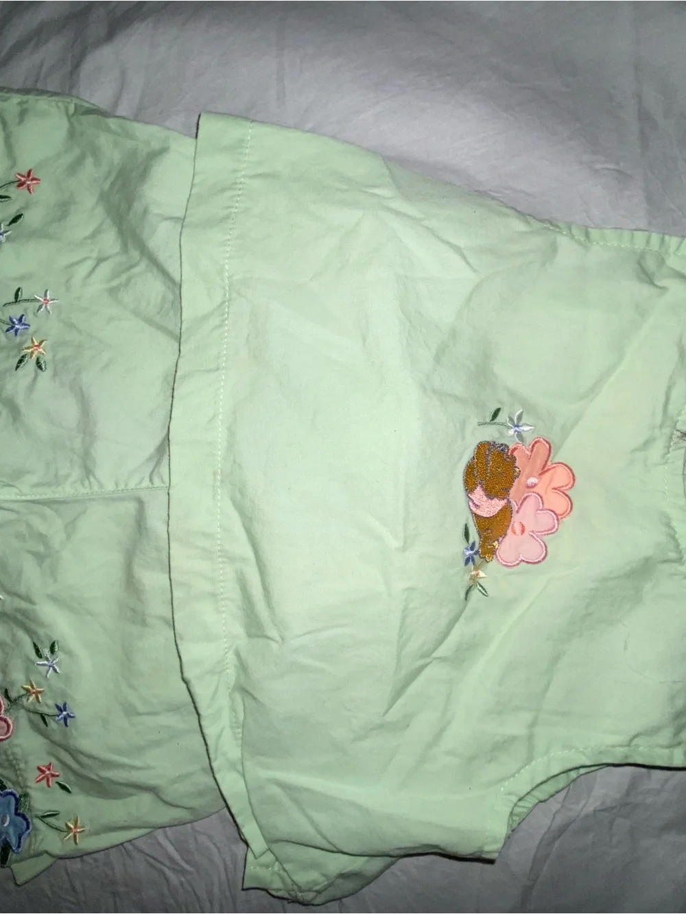 Light Green Embroidered Women’s Shorts